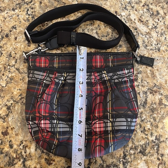 Crossbody Coach purse. Plaid design. Refer to pictures for measurements. - Picture 3 of 6